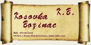 Kosovka Božinac vizit kartica